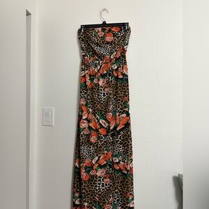 🌺Justify Strapless Floral Leopard Dress🌺